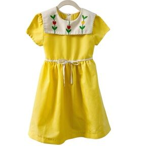 VTG Sylvia Whyte Girls Yellow Spring Dress Sz 6X